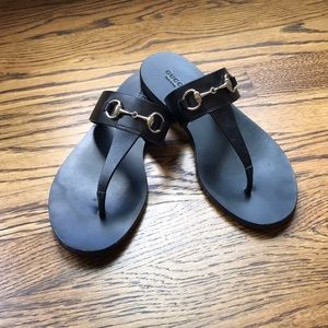 Gucci Horse Bit Flat Black Thong Flip Flops
